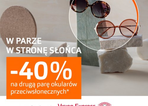 -40% na drugą parę okularów przeciwsłonecznych